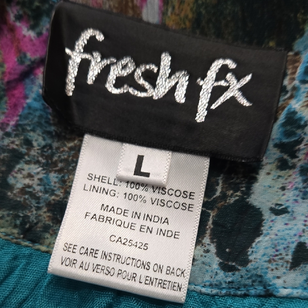 Teal Viscose Wispy Blouse Top L - Picture 2 of 7